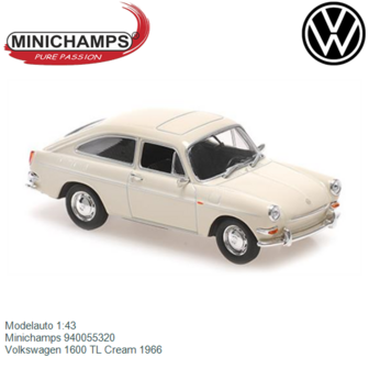 Modelauto 1:43 | Minichamps 940055320 | Volkswagen 1600 TL Cream 1966