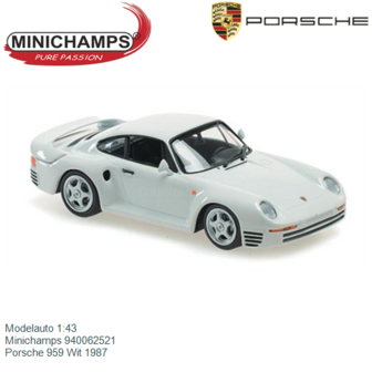 Modelauto 1:43 | Minichamps 940062521 | Porsche 959 Wit 1987