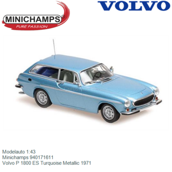 Modelauto 1:43 | Minichamps 940171611 | Volvo P 1800 ES Turquoise Metallic 1971