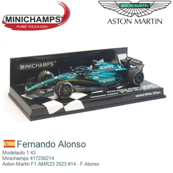 Modelauto 1:43 | Minichamps 417230214 | Aston Martin F1 AMR23 2023 #14 - F.Alonso