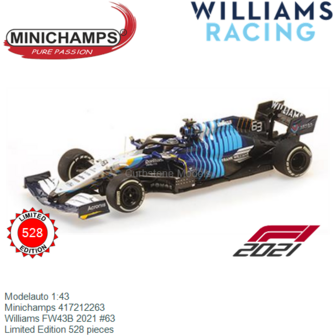 Modelauto 1:43 | Minichamps 417212263 | Williams FW43B 2021 #63
