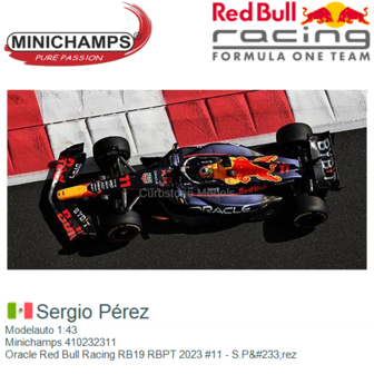 Modelauto 1:43 | Minichamps 410232311 | Oracle Red Bull Racing RB19 RBPT 2023 #11 - S.P&amp;#233;rez