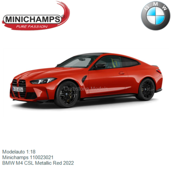 Modelauto 1:18 | Minichamps 110023021 | BMW M4 CSL Metallic Red 2022
