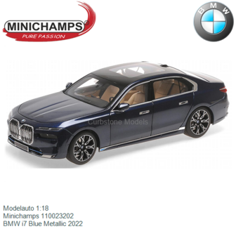 Modelauto 1:18 | Minichamps 110023202 | BMW i7 Blue Metallic 2022