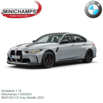 Modelauto 1:18 | Minichamps 110023501 | BMW M3 CS Grey Metallic 2023