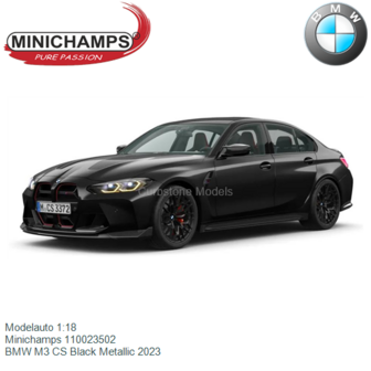 Modelauto 1:18 | Minichamps 110023502 | BMW M3 CS Black Metallic 2023