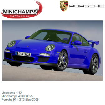 Modelauto 1:43 | Minichamps 400068025 | Porsche 911 GT3 Blue 2009