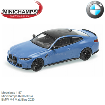 Modelauto 1:87 | Minichamps 870023024 | BMW M4 Matt Blue 2020