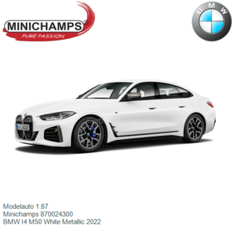 Modelauto 1:87 | Minichamps 870024300 | BMW I4 M50 White Metallic 2022