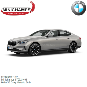 Modelauto 1:87 | Minichamps 870024401 | BMW I5 Grey Metallic 2024