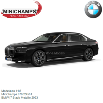 Modelauto 1:87 | Minichamps 870024501 | BMW I7 Black Metallic 2023