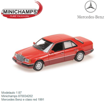 Modelauto 1:87 | Minichamps 870034202 | Mercedes Benz e class red 1991
