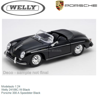 Modelauto 1:24 | Welly 24106C-W-Black | Porsche 356 A Speedster Black