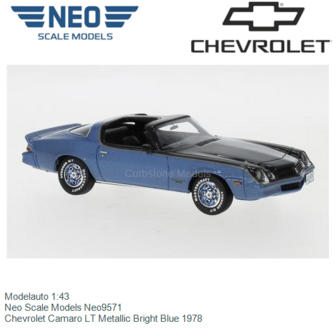 Modelauto 1:43 | Neo Scale Models Neo9571 | Chevrolet Camaro LT Metallic Bright Blue 1978