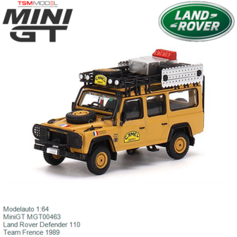 Modelauto 1:64 | MiniGT MGT00463 | Land Rover Defender 110 | Team Frence 1989