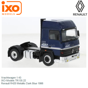 Vrachtwagen 1:43 | IXO-Models TR135.22 | Renault R420 Metallic Dark Blue 1986