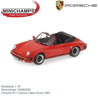 Modelauto 1:18 | Minichamps 100063030 | Porsche 911 Carrera Cabrio Rood 1983