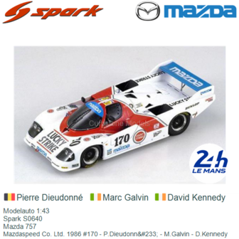 Modelauto 1:43 | Spark S0640 | Mazda 757 | Mazdaspeed Co. Ltd. 1986 #170 - P.Dieudonn&amp;#233; - M.Galvin - D.Kennedy