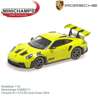 Modelauto 1:43 | Minichamps 410062111 | Porsche 911 GT3 RS Acid Green 2024