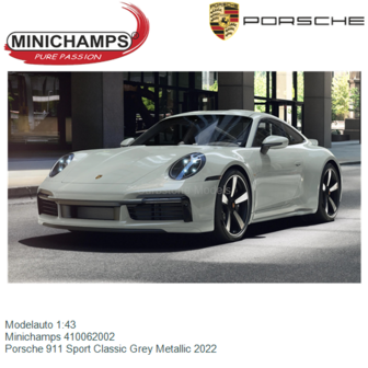 Modelauto 1:43 | Minichamps 410062002 | Porsche 911 Sport Classic Grey Metallic 2022