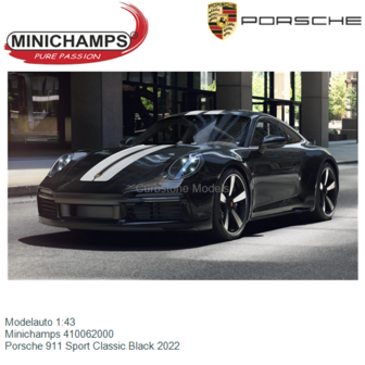 Modelauto 1:43 | Minichamps 410062000 | Porsche 911 Sport Classic Black 2022