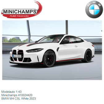 Modelauto 1:43 | Minichamps 410024420 | BMW M4 CSL White 2023