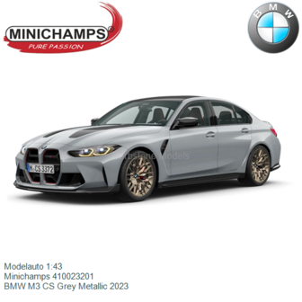 Modelauto 1:43 | Minichamps 410023201 | BMW M3 CS Grey Metallic 2023