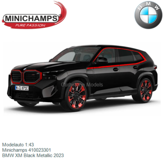 Modelauto 1:43 | Minichamps 410023301 | BMW XM Black Metallic 2023