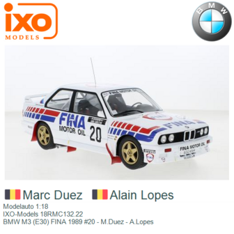 Modelauto 1:18 | IXO-Models 18RMC132.22 | BMW M3 (E30) FINA 1989 #20 - M.Duez - A.Lopes