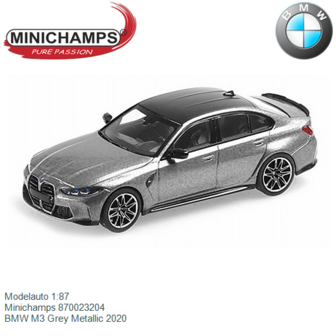 Modelauto 1:87 | Minichamps 870023204 | BMW M3 Grey Metallic 2020