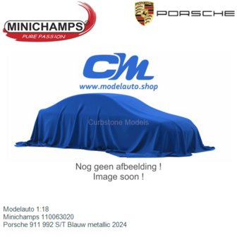 Modelauto 1:18 | Minichamps 110063020 | Porsche 911 992 S/T Blauw metallic 2024