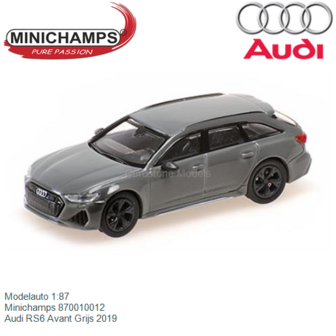 Modelauto 1:87 | Minichamps 870010012 | Audi RS6 Avant Grijs 2019