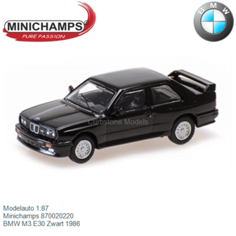 Modelauto 1:87 | Minichamps 870020220 | BMW M3 E30 Zwart 1986