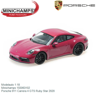 Modelauto 1:18 | Minichamps 155063102 | Porsche 911 Carrera 4 GTS Ruby Star 2020