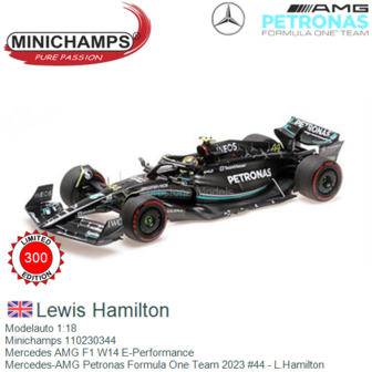 Modelauto 1:18 | Minichamps 110230344 | Mercedes AMG F1 W14 E-Performance | Mercedes-AMG Petronas Formula One Team 2023 #44 - L