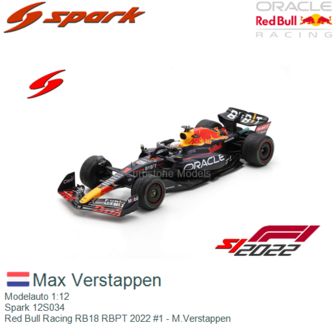 Modelauto 1:12 | Spark 12S034 | Red Bull Racing RB18 RBPT 2022 #1 - M.Verstappen