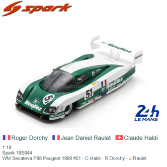 1:18 | Spark 18S844 | WM Secateva P88 Peugeot 1988 #51 - C.Haldi - R.Dorchy - J.Raulet