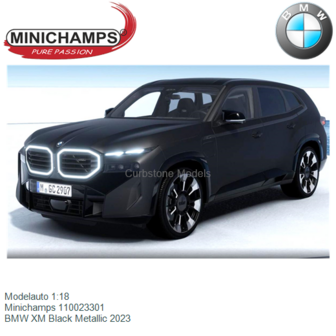 Modelauto 1:18 | Minichamps 110023301 | BMW XM Black Metallic 2023
