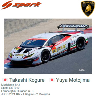 Modelauto 1:43 | Spark SGT010 | Lamborghini Huracan GT3 | JLOC 2021 #87 - T.Kogure - Y.Motojima