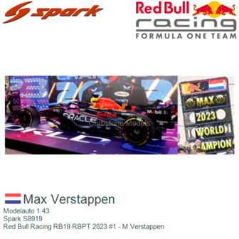 Modelauto 1:43 | Spark S8919 | Red Bull Racing RB19 RBPT 2023 #1 - M.Verstappen