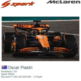 Modelauto 1:43 | Spark S9524 | McLaren F1 MCL38 2024 #81 - O.Piastri