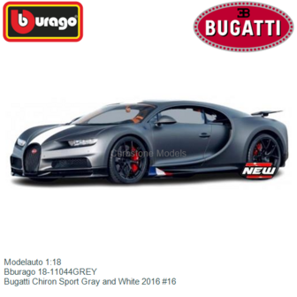 Modelauto 1:18 | Bburago 18-11044GREY | Bugatti Chiron Sport Gray and White 2016 #16