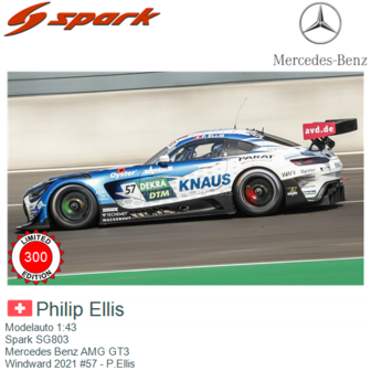 Modelauto 1:43 | Spark SG803 | Mercedes Benz AMG GT3 | Windward 2021 #57 - P.Ellis