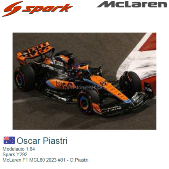 Modelauto 1:64 | Spark Y292 | McLaren F1 MCL60 2023 #81 - O.Piastri