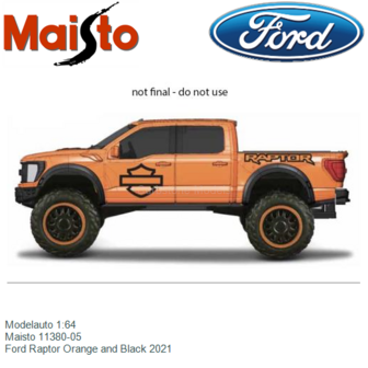 Modelauto 1:64 | Maisto 11380-05 | Ford Raptor Orange and Black 2021