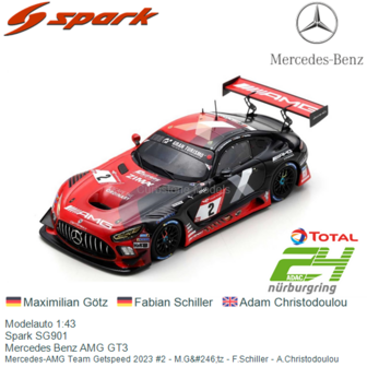 Modelauto 1:43 | Spark SG901 | Mercedes Benz AMG GT3 | Mercedes-AMG Team Getspeed 2023 #2 - M.G&amp;#246;tz - F.Schiller - A.Ch