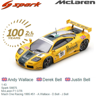 1:43 | Spark S6675 | McLaren F1 GTR | Mach One Racing 1995 #51 - A.Wallace - D.Bell - J.Bell