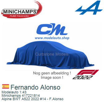 Modelauto 1:43 | Minichamps 417221814 | Alpine BWT A522 2022 #14 - F.Alonso