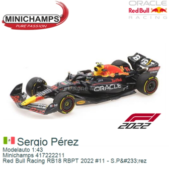 Modelauto 1:43 | Minichamps 417222211 | Red Bull Racing RB18 RBPT 2022 #11 - S.P&amp;#233;rez