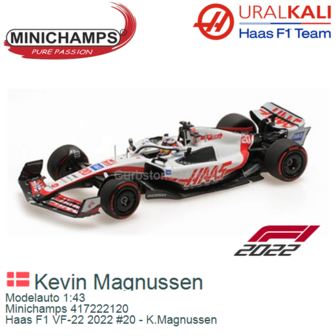 Modelauto 1:43 | Minichamps 417222120 | Haas F1 VF-22 2022 #20 - K.Magnussen